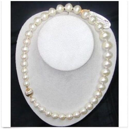 18inch shinning 11-12MM HUGE cultured white freshwater pearl necklace