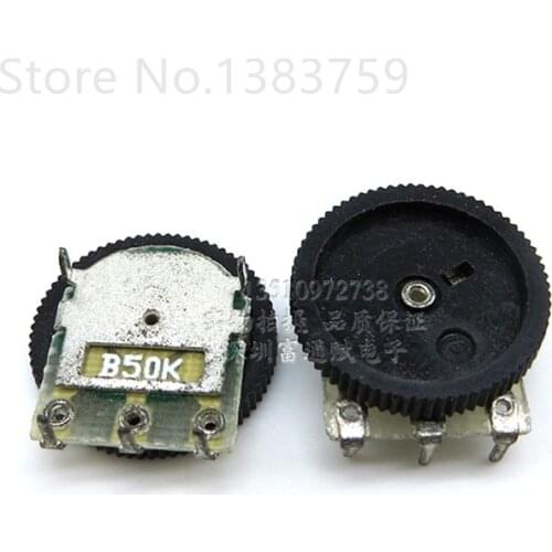 20pcs Black wheel gear dial adjustable volume potentiometer 14*2MM single B50K volume potentiometer
