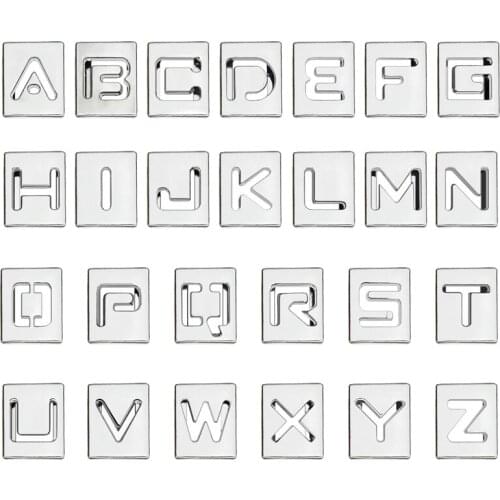 26pcs/lot 8mm A - Z hollow plain slide letter fit for 8mm leather wristband diy charms