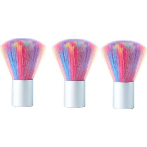 3Pcs Portable Rainbow Color Nail Art Brush Nail Dust Brush UV Gel Nail Cleaning Nail Brush Nail Care Manicure Tools