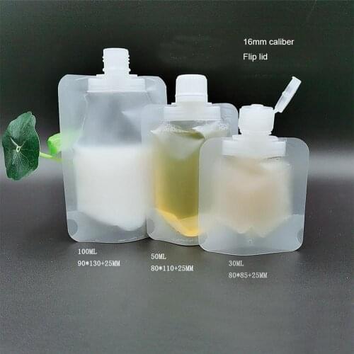 30/50/100ml Clamshell Packaging Bag Stand Up Spout Plastic Hand Sanitizer Lotion Shampoo Makeup Fluid Bottles Travel Bag