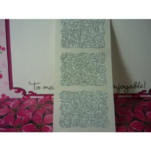 4.6x3.5cm Silver Glitter Ornate Frame Stickers