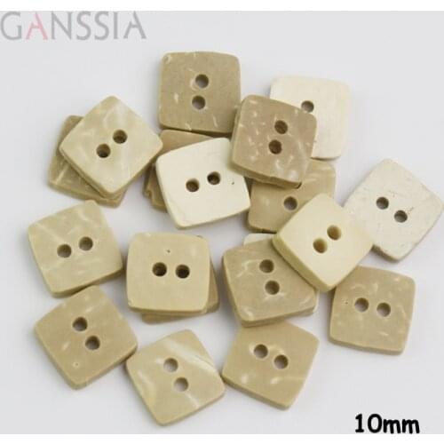 50pcs/lot Size10mm Natural Coconut Buttons Square Coconut 2-holes Wooden Buttons Clothing Accssories Sewing (ss-139)