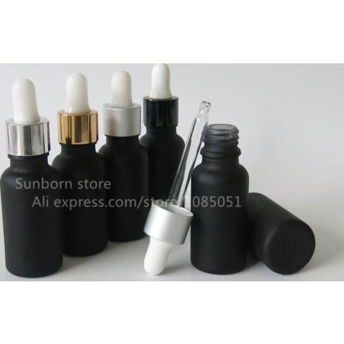 500pcs/lot 20ML e liquid black frosted glass dropper bottle