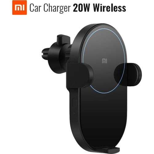 Original Xiaomi Mijia Wireless Car Charger 10/20W Max Electric Auto Pinch 2.5D Glass Ring Lit For Mi 9 (20W) MIX 2S / 3 (10W) Qi