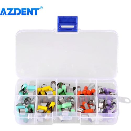AZDENT 50pcs/Box Dental Metal Matrices Bands Retainerless Automatrix with Locker Forming Sheet Orthodontic Sectional Contoured