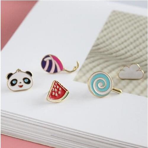 Free shipping 10PCS/ LOT bag shirts jean accessories metal enamel panda cloud watermelon balloon lollipop brooch pin badge