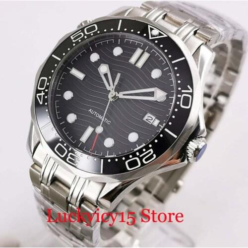 BLIGER 41mm Automatic Mens Watch Sapphire Glass Auto Date Ceramic Bezel MIYOTA Auto Movement Steel Band