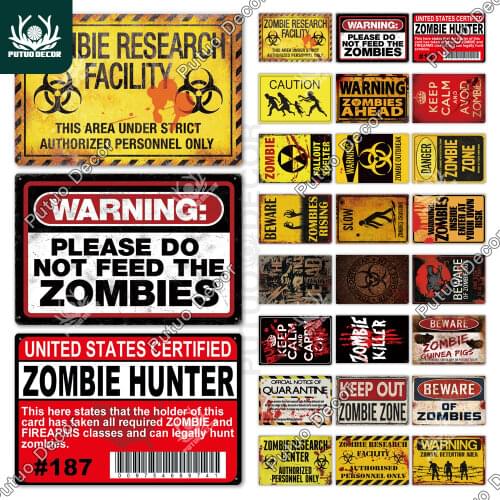 Zombie Tin Sign Metal Sign Plaque Metal Vintage Wall Decor for Bar Pub Club Man Cave Metal Signs Tin Signs (20x30cm)