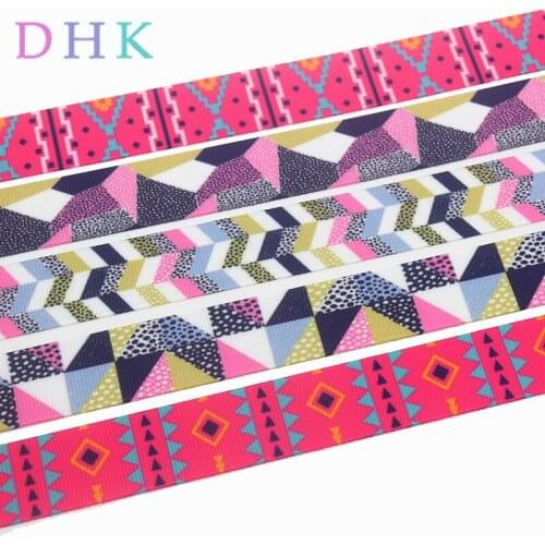 DHK 50yards tribal plaid printed grosgrain Ribbon Accessory hairbow headwear decoration Wholesale OEM S1045
