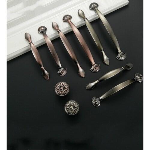 European Style Wardrobe Drawer Knob Single Hole Red / Green Bronze Antique Furniture Handle Kitchen Cabinet Door Handle Hardware