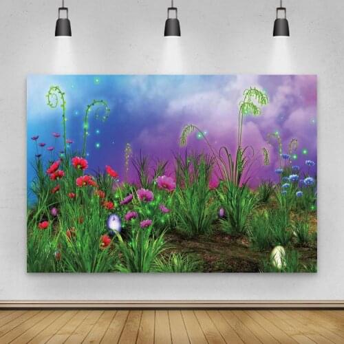 Fantasy Fairy Tale Forest Purple Beautiful Scenery Backdrops Photo Background House Decorations for Kids Photography Props