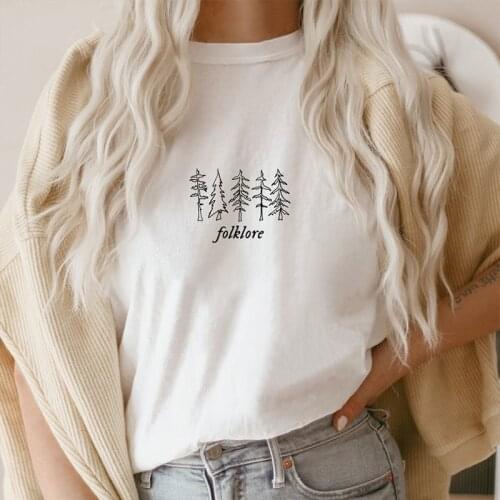Folklore Women T Shirt Taylor Music Swift Albums T-shirt Cotton Plus Size Inspired Graphic Tee Cute Aesthetic Tee Gift for Fans