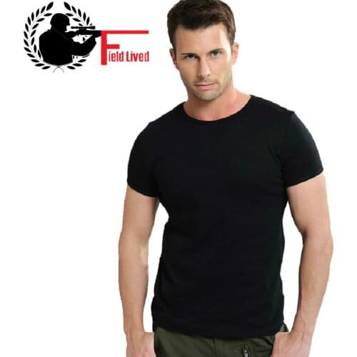 Summer Mens T-shirts Fashion Brand High Elasticity Military Style T Shirt Short Sleeve Slim Fit Male Tshirt Cotton Tee for Men