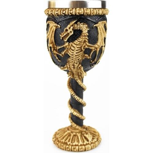 Gothic Wine Goblet With 3D Skeleton Dragon Retro Stainless Steel&Resin Wine Cup BEST Birthday Halloween Gifts Bar Drinkware