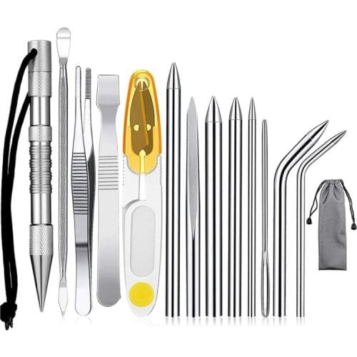 Ferraycle Knotter Tools, FID Umbrella Rope FID Set Stainless Steel Lacin Needles And Smoothing Tool For Leather Work