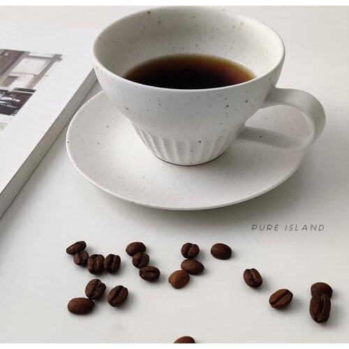 Hand scratched coffee cup and saucer dish small exquisite suit ceramic coarse pottery Japanese style household set