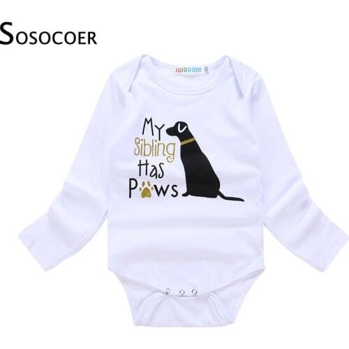 SOSOCOER Baby Bodysuit New Born Baby Clothes Dog Newborn Baby Boy Romper Long Sleeve Infant Jumpsuits New Year Costume for Boy