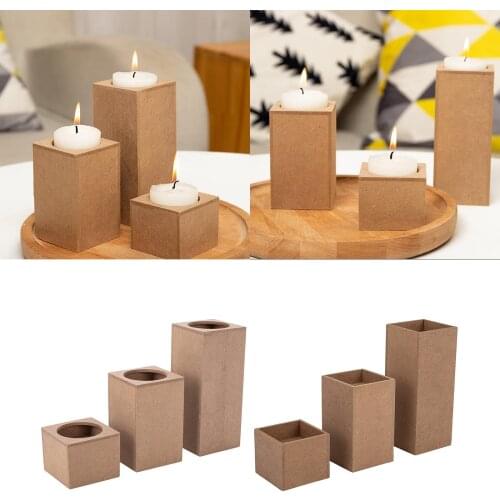 3 Pieces Wooden Tealight Candle Holder Succulent Planter for Birthday