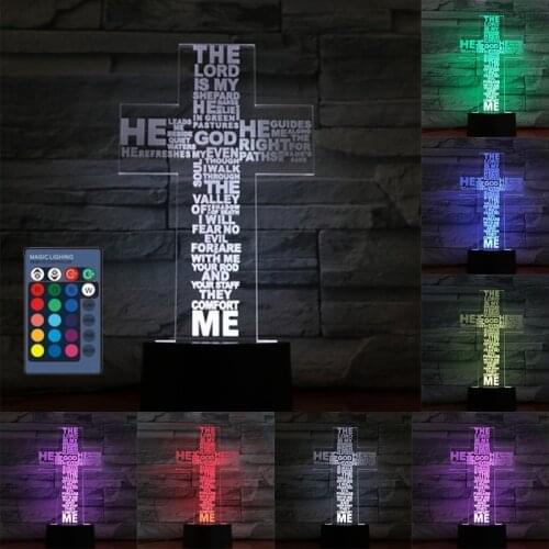 Creative Colorful Gradient Cross 3D Lamp LED Colorful Night Light Home Bar Club Decorative Desk Lamp for Bedroom Decor
