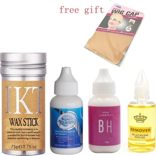 Lace Wig Glue Hair Bonding 38ml + Remover 30ml + Wax Sticks 75g Wig Tool Kits For Tape Toupee Lace Frontal System