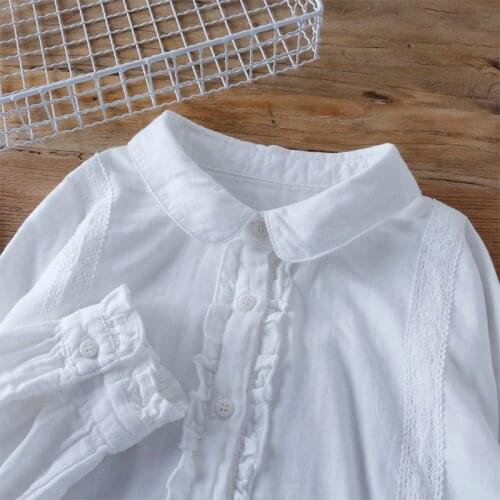 Lamtrip Unique Double Layers Cotton Yarn Ruffles Patchwork Hollow Out Peter Pan Collar Shirt Blouse