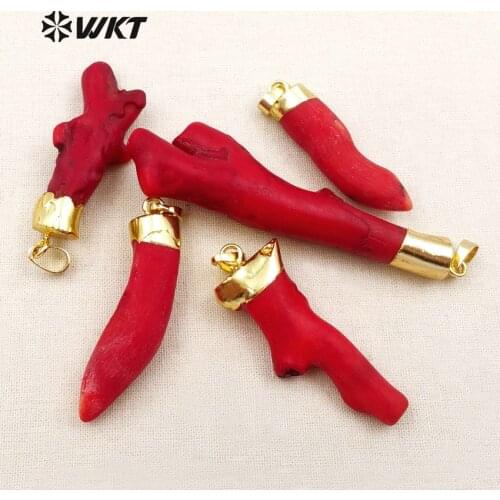 Fashion!! coral tree pendants with gold cap,red pendant (WT-P245)