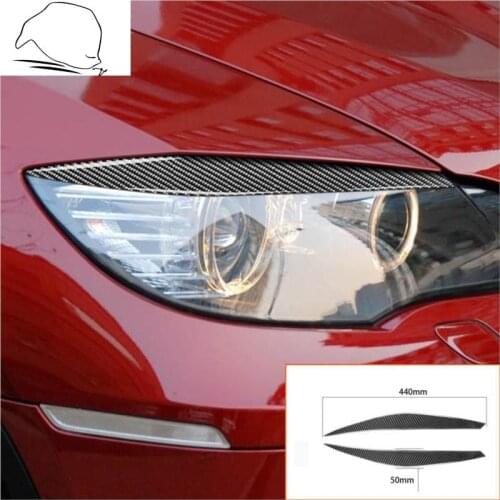 For BMW E71 X6 2008-2014 Carbon Fiber Headlight Eyebrows Eye Lids Cover Refit Protection Sticker Headlamp Car Accessories