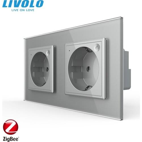 Livolo EU Standard New Smart Wifi Power Socket,Crystal Grey Glass Panel, smartphone 16A Wall Power Socket, wifi app