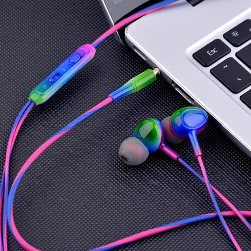 Douyin network celebrity headphones gradient magic color into the ear heavy bass Android smart wire-controlled phone headphones
