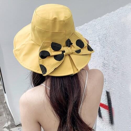 New Autumn Summer Panama Large Brim Fisherman Hat Women Cotton Linen Round Dome Bandage Bow Big Foldable Sun Hats Fishermen Hat