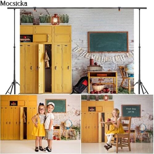 Newborn Baby 1st Birthday Backdrop wardrobe Brick Wall Portrait Study Desk Photography Background Blackboard Props Photo Studio