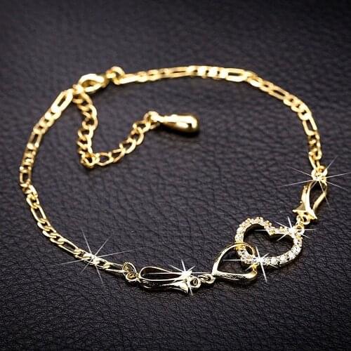 New Love Heart Bracelet ins Style Stainless Steel Fashion Hollow Diamond Heart-Shaped Foot Anklet Bracelets For Women Jewelry