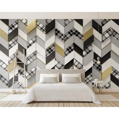 Beibehang wallpaper 3d Mosaic stitching plaid cloth pattern 3d geometric background wall paper living room TV sofa study room