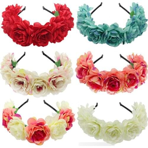 Simulation Rose Hairband Holiday Wreath Artificial Rose Flower Headband Carnival Party Party Headwear Hair Accessories