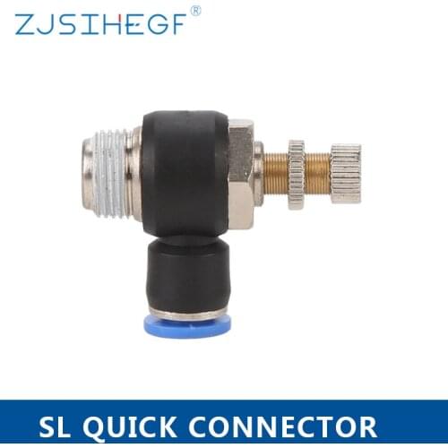 Pneumatic Speed Flow Controller 8mm 6mm 10mm 12mm OD Hose Tube 1/4"BSP 1/8" 3/8" 1/2" Male Gas Airflow Limit Valve Quick Fitting