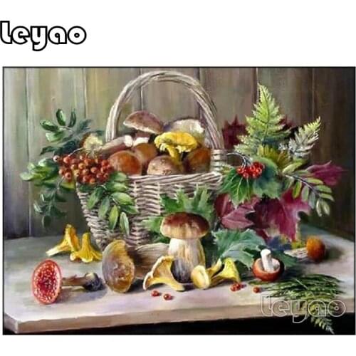 Full Square Round Drill Diy Diamond Painting Basket And Mushrooms 5D Diamond Embroidery Cross Stitch Needlework Diamond Mosaic