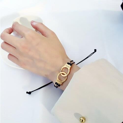 Adjustable Rope Pulseras Handcuff Bracelet Women Handcuffs Lettering Freedom Couple Bracelet Wrist Jewelry Gifts Браслеты