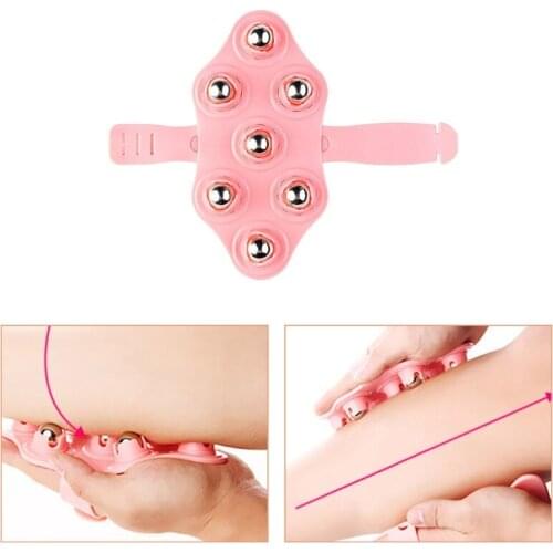 7 Ball Beads Handheld Massager Full Body Essential Oil Hand Roller Gloves Meridian Brush for Neck Back Shoulder Leg Pain Relief