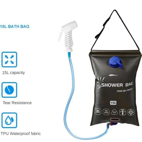 15L Outdoor Water Foldable Storage Foot Picnic Tour Portable Camping Shower Bag With Shower Head Summer Bath Artifact