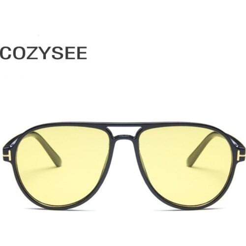 2019 New Fashion Mens Driving Sunglasses Retro Brand Designer Shades Summer Oval Sun Glasses Female Black Yellow Frame Oculos