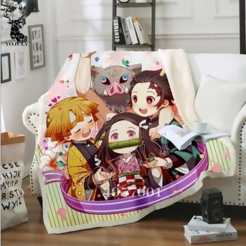 Anime Kimetsu No Yaiba 3D Print Harajuku Thin QuiltAdult Child Bed Blanket Bedspread Chair Bedding Home Plush Soft Quilt B79