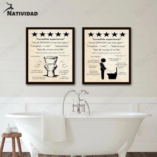 Vintage Bathroom Print Poster Wall Art Decor Cartoon Canvas Painting Living Room Bedroom Aesthetics Home Decoration