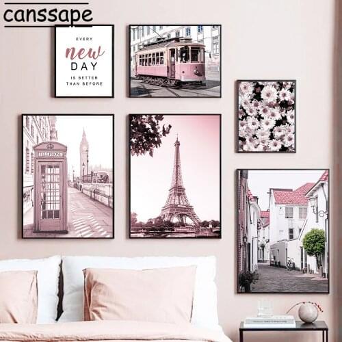 Scandinavian Poster Flower Wall Painting City Building Canvas Art Print Tower Posters Modern Wall Pictures For Living Room Decor