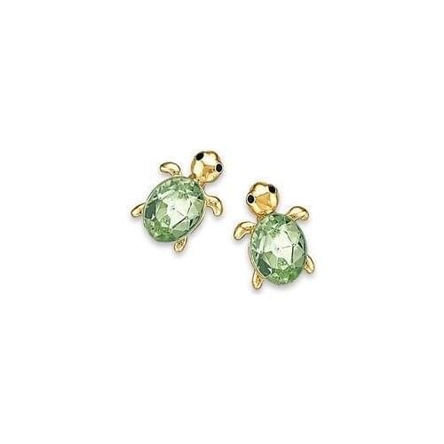 Women Fashion 18K Gold Earrings Elegant Cute Turtle Natural Emerald Stud Earrings Jewelry Wedding Engagement Party Accessories