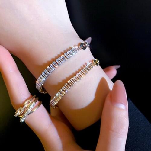 2021 New Fashion Contracted Shiny Crystal Senior Bracelets Korean Geometric Trend Sweet Women Adjustable Bracelets Jewelry