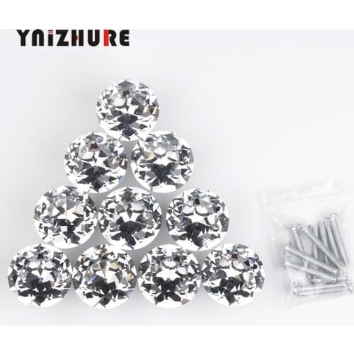 10pcs 30mm Modern Continental Simple Crystal Diamond handle small hole handle Hardware cabinet drawer wardrobe door put hand