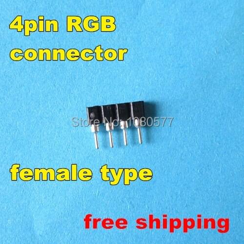 100pcs/lot 4pin RGB connector, 4 pin needle, female type one-sided 4pin, small part for LED RGB 3528 and 5050 strip
