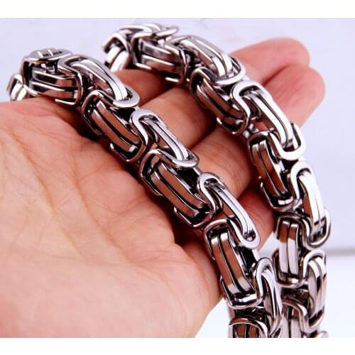 18 inch-40 inch Fashion Heavy Huge Byzantine Link Chain Necklace Jewelry Stainless Steel Necklace MENS Boys Best Gift Jewelry