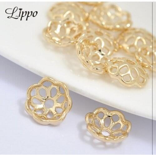 20pcs 11mm 24k Gold plated Flower Bead Cap Fashion jewelry findings
